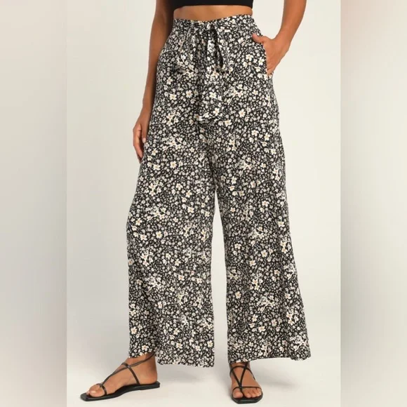 Lulus Orchard Stroll Black Floral Print Wide Leg Pants - Picture 2 of 9